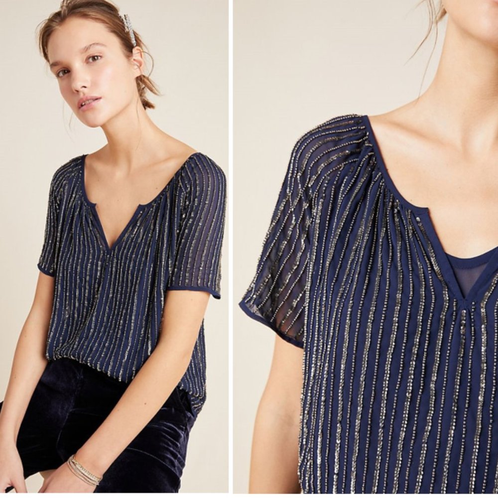 Anthropologie Gloria Shimmer Blouse